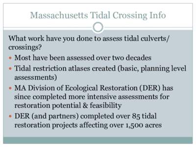 Massachusetts Tidal Crossing Info