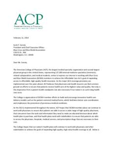 ACP letter to Blue Cross and Blue Shield Association