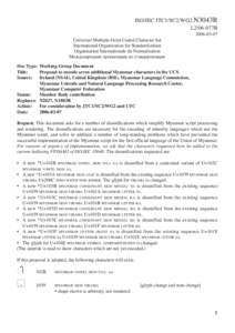 ISO/IEC JTC1/SC2/WG2 N3043R L2/06-077RUniversal Multiple-Octet Coded Character Set International Organization for Standardization Organisation Internationale de Normalisation