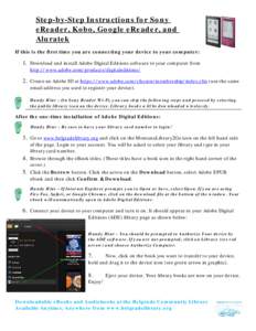 Step-by-Step Instructions for Sony eReader, Kobo, Google eReader, and Aluratek