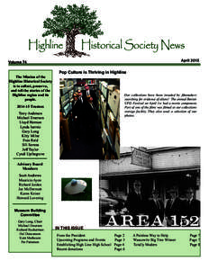 Highline  Historical Society News AprilVolume 74