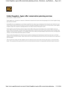 United Suppliers, Agren offer conservation planning services - Newsroom - Ag Professio... Page 1 of 1  United Suppliers, Agren offer conservation planning services United Suppliers | Updated: United Suppliers