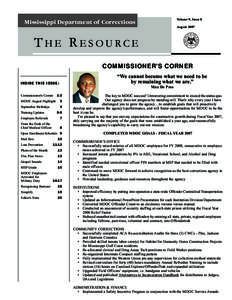 Volume 9, Issue 8  Mississippi Department of Corrections August 2007