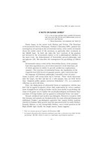 c Peter King 1998, all rights reserved. A NOTE ON SUSAN JAMES* Il n’y a rien en quoy paroisse mieux combien les sciences que nous avons des Anciens sont defectueuses, qu’en ce