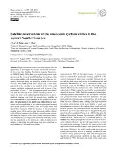 Biogeosciences, 12, 299–305, 2015 www.biogeosciences.netdoi:bg © Author(sCC Attribution 3.0 License.  Satellite observations of the small-scale cyclonic eddies in the