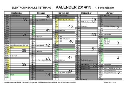 ELEKTRONIKSCHULE TETTNANG September 1 Mo 2 Di 3 Mi 4 Do