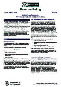 Revenue Ruling Payroll Tax Act 2009 PTA005  Exempt Allowances: