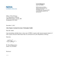 W. David Montgomery Senior Vice President NERA Economic Consulting 1255 23rd Street NW, Suite 600 Washington, DC[removed]Tel: [removed]Fax: [removed]