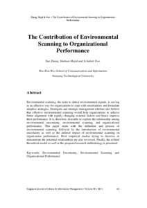 Zhang, Majid & Foo • The Contribution of Environmental Scanning to Organizational Performance The Contribution of Environmental Scanning to Organizational Performance