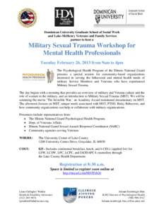 Health / Stress / Posttraumatic stress disorder / Traumatology / Anxiety disorders / Military sexual trauma / Veteran / Mental health professional / Psychiatry / Medicine / Military personnel