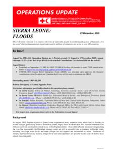 IFRC:Sierra Leone: Floods; Appeal no. 05EA018; Operations Update no[removed])