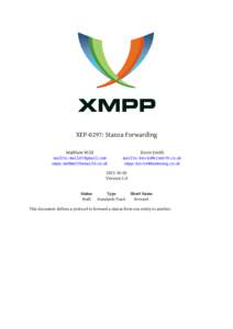 XEP-0297: Stanza Forwarding Matthew Wild mailto: xmpp:  Kevin Smith