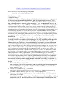 Southern Campaign American Revolution Pension Statements & Rosters Pension Application of John Burchitt (Burchett) S30300 Transcribed and annotated by C. Leon Harris State of Kentucky } SS. Cumberland County }