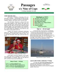 Passages  Volume 13 Holiday 2013 Edition  s/y Nine of Cups