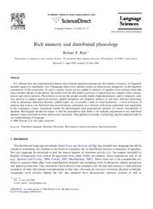 Rich memory and distributed phonology