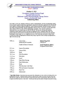 DEPARTMENT OF HEALTH & HUMAN SERVICES  Public Health Service CIRCULATORY SYSTEM DEVICES PANEL