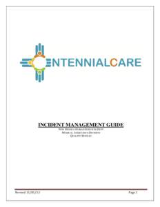 INCIDENT MANAGEMENT GUIDE NEW MEXICO HUMAN SERVICES DEPT MEDICAL ASSISTANCE DIVISION QUALITY BUREAU  Revised[removed]