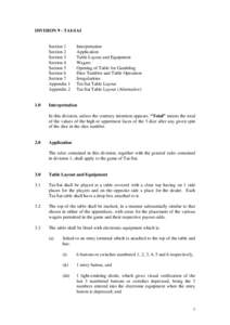 DIVISION 9 - TAI-SAI  Section 1 Section 2 Section 3 Section 4