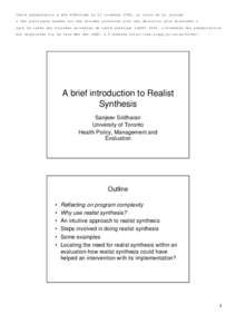 Information science / Medical research / Meta-analysis / Nursing research / Systematic review / Ray Pawson / Empiricism / Knowledge management / Knowledge