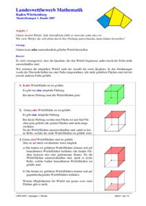 Landeswettbewerb Mathematik Baden-Württemberg Musterlösungen 1. Runde 2007 Aufgabe 1