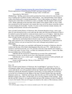 Southern Campaign American Revolution Pension Statements & Rosters Pension applications of David Hamilton W10053 and James George X294 Elizabeth H. George (widow of both men) fn39SC Transcribed by Will Graves[removed]