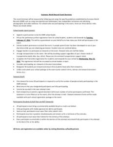 Guinness World Record Event Overview The record attempt will be measured by following and using the specific guidelines established by Guinness World Records (GWR) such as using two experienced timekeepers, two independe