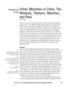 Background Essay Ethnic Minorities in China: The Mongols, Tibetans, Manchus, and Naxi