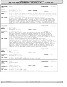 Michigan Department Of Licensing And Regulatory Affairs  ORIGINAL DECISION REPORT FROM[removed]TO[removed]