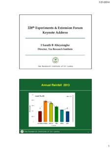 [removed]228th Experiments & Extension Forum Keynote Address  I Sarath B Abeysinghe