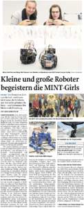 Maria Schifferl und Ronja Wolf steuern ihre Roboter im Mondkrater des DLR School Lab per Handy. Fotos: Knobloch  Kleine und große Roboter begeistern die MINT-Girls PROJEKT Am Deutschen Zentrum für Luft- und Raumfahrt t