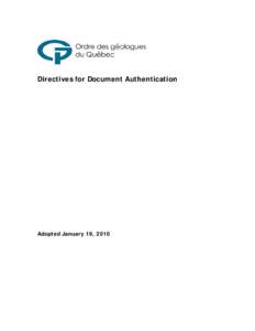 Directives d’authentification des documents