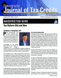 News, Analysis and Commentary On Affordable Housing, Community Development and Renewable Energy Tax Credits September 2011, Volume II, Issue IX Published by Novogradac & Company LLP  WASHINGTON WIRE