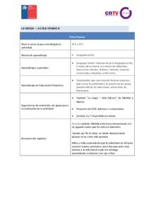 LA MEGA – ULTRA FÁBRICA Ficha Técnica Nivel o curso al que está dirigida la actividad  NT1 y NT2