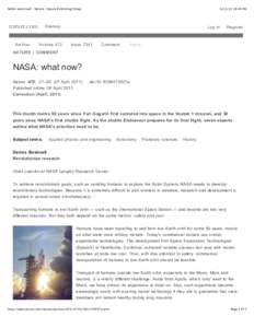 NASA: what now? : Nature : Nature Publishing Group  nature.com Archive[removed]:16 PM