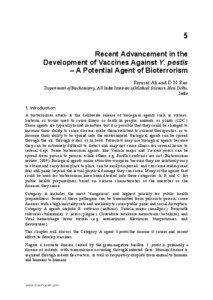 5 Recent Advancement in the Development of Vaccines Against Y. pestis