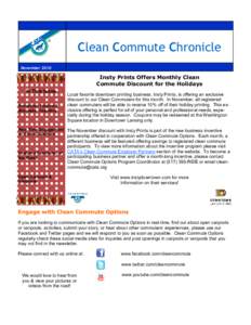Clean Commute Chronicle November 2010 Insty Prints Offers Monthly Clean Commute Discount for the Holidays In This Issue