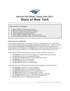 Amtrak Fact Sheet, Fiscal Year[removed]State of New York