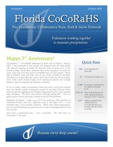 Newsletter  October 2010 Florida CoCoRaHS The Community Collaborative Rain, Hail & Snow Network