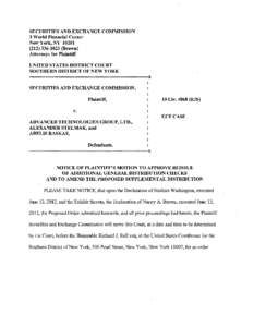 SECURITIES AND EXCHANGE COMMISSION 3 World Financial Center New York, NY[removed]1023 (Brown) Attorneys for Plaintiff UNITED STATES DISTRICT COURT