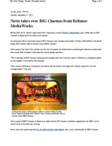Economy of India / Reliance Anil Dhirubhai Ambani Group / BIG Cinemas / Reliance MediaWorks Ltd
