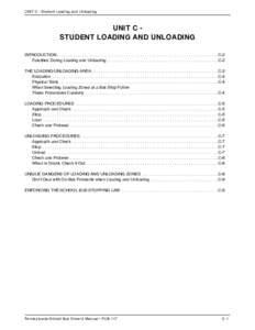 UNIT C - Student Loading and Unloading  UNIT C student Loading and Unloading INTRODUCTION. .  .  .  .  .  .  .  .  .  .  .  .  .  .  .  .  .  .  .  .  .  .  .  .  .  .  .  .  .  .  .  .  .  .  .  .  .  .  .  .  .  .  .  