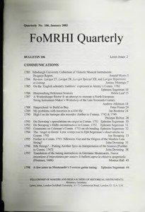 Quarterly No. 106, January[removed]FoMRHI Quarterly