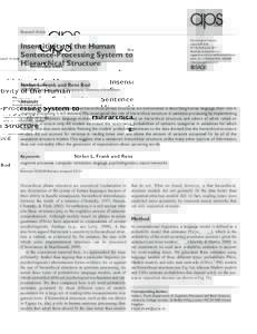 Research Article  Insensitivity of the Human Sentence-Processing System to Hierarchical Structure