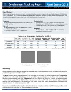 Development Tracking Report  Fourth Quarter 2013 Community Planning, Housing & Development