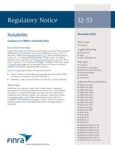 Regulatory Notice	[removed]Suitability