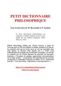 Petit dictionnaire philosophique