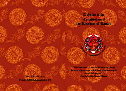 A Guide to the Constitution of the Kingdom of Bhutan ®Tæ-PFy-gTBôˆ-w-Cˆ-CSôÏa® ®† †® ®aSôÏC-Cˆ-w-BôˆTg-FyP-Tæ® ®
