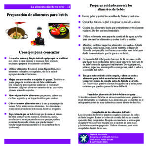 Preparar cuidadosamente los alimentos de bebés  La alimentación de su bebé – 11