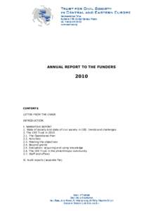 ANNUAL REPORT TO THE FUNDERS[removed]CONTENTS LETTER FROM THE CHAIR