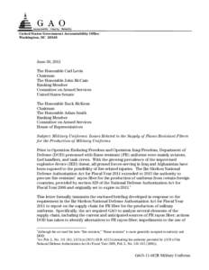 GAO-11-682R Military Uniforms: Issues Related to the Supply of Flame Resistant Fibers for the Production of Military Uniforms